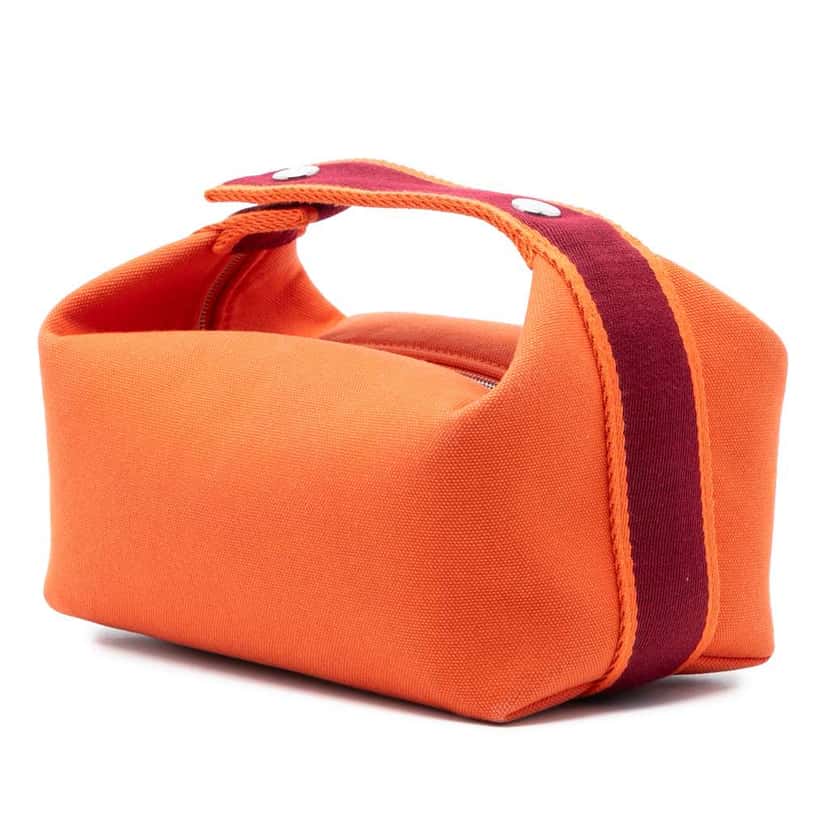Hermès Small Toile Bride A Brac Case Orange Canvas Good condition - Back View