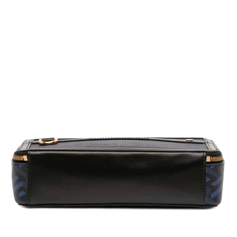 Versace Coated Canvas La Greca Zip Around Messenger Bag Black Canvas Very good condition - Inside View