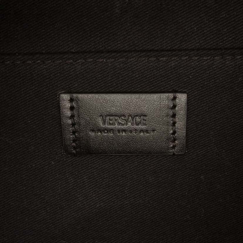 Versace Coated Canvas La Greca Zip Around Messenger Bag Black Canvas Very good condition - Box View