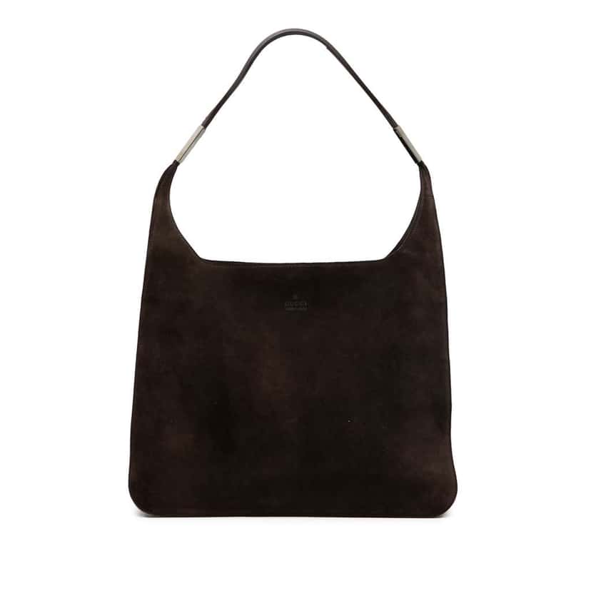 Gucci Suede Shoulder Bag Brown Leather Good condition - Front View