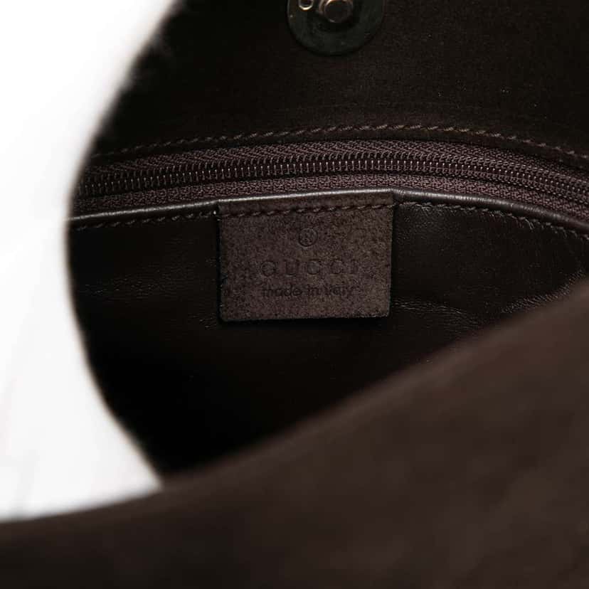 Gucci Suede Shoulder Bag Brown Leather Good condition - Box View