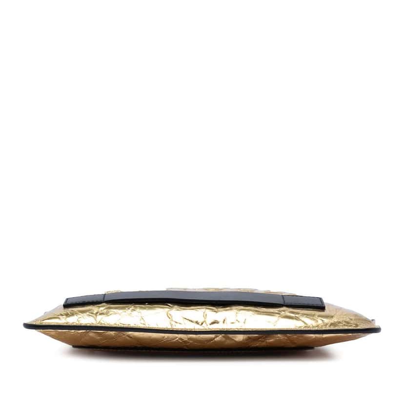 Chanel Metallic Lambskin Je Ne Suis Pas En Solde Clutch Gold Leather Good condition - Inside View