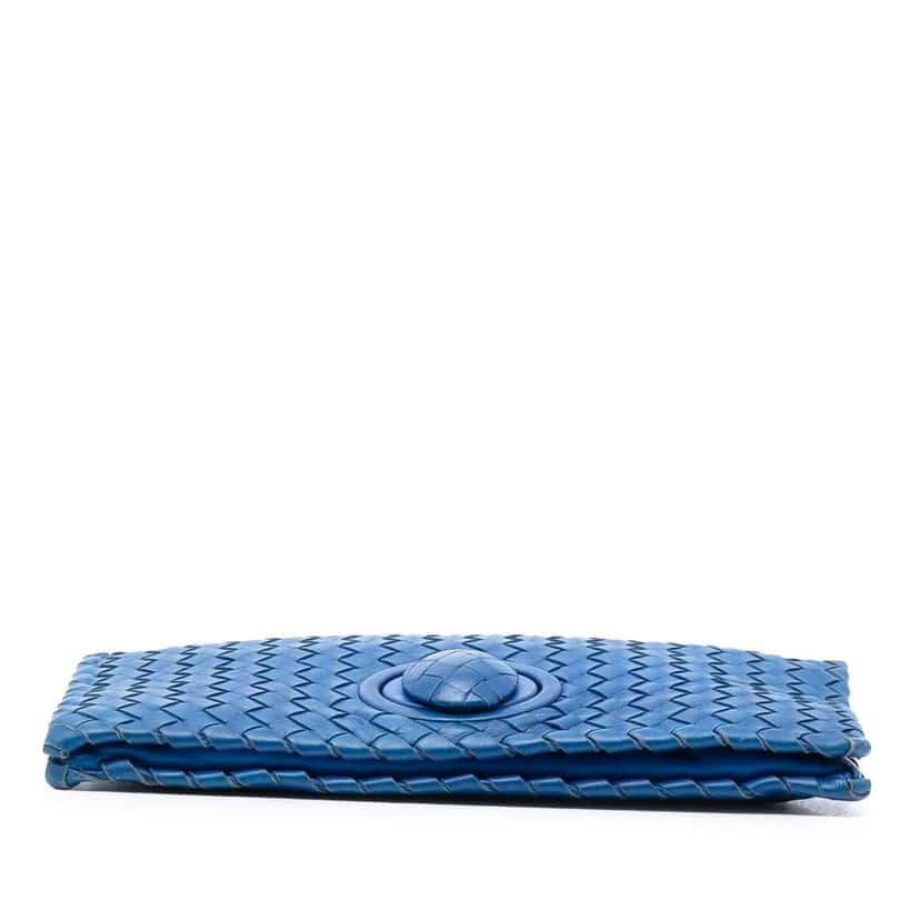 Bottega Veneta Nappa Intrecciato Turn Lock Clutch Blue Leather Very good condition - Inside View