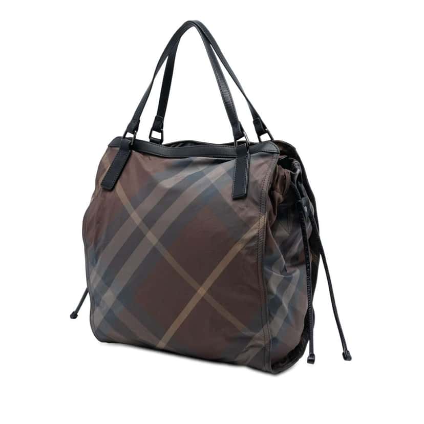 Burberry Supernova Check Nylon Buckleigh Tote Brown Very good condition - Back View