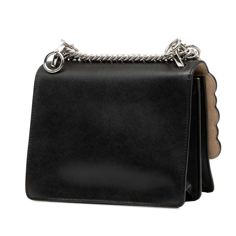 Fendi Mini Scalloped Leather and Pearls Kan I Crossbody Black Leather Very good condition - Back View