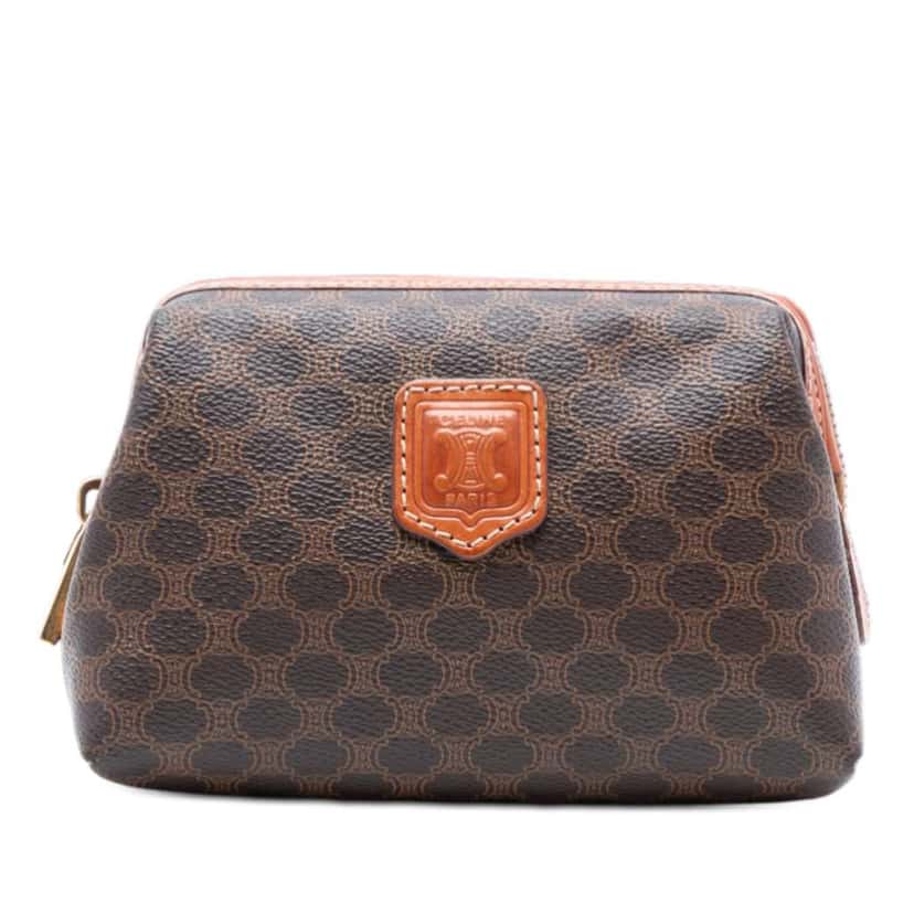 Celine Macadam Coated Canvas Pouch Brown Canvas Good condition - Front View
