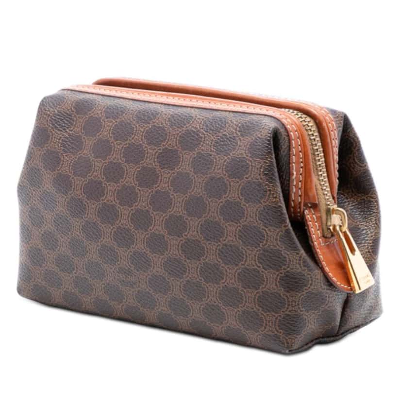 Celine Macadam Coated Canvas Pouch Brown Canvas Good condition - Back View