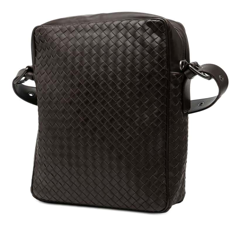 Bottega Veneta Nappa Intrecciato Front Pocket Crossbody Brown Leather Good condition - Back View