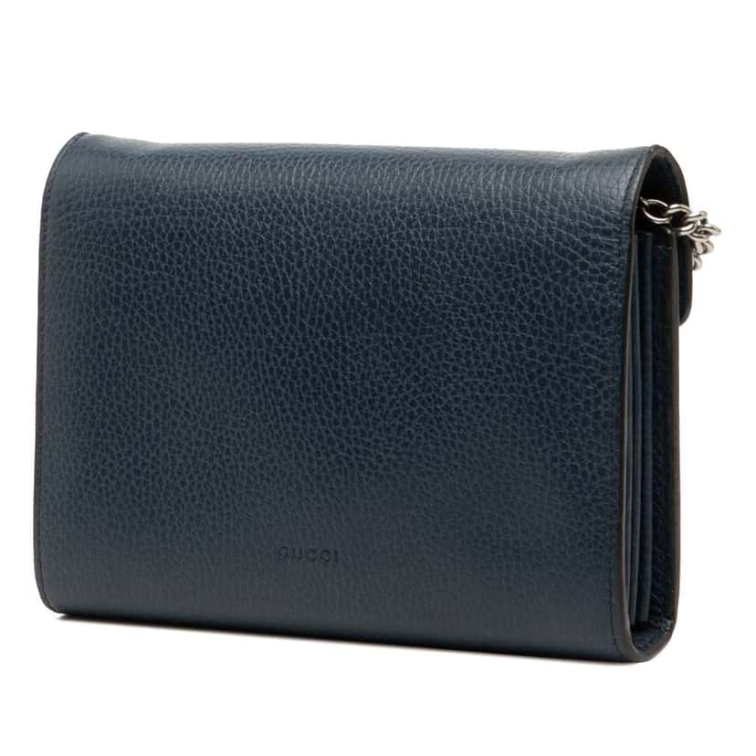 Gucci Mini Leather Dionysus Wallet on Chain Blue Leather Very good condition - Back View