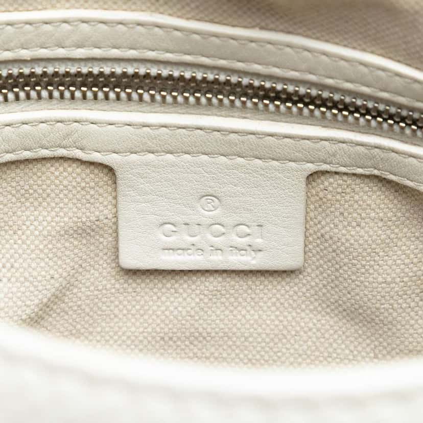 Gucci Large Calfskin Techno Horsebit Satchel White Leather Good condition - Box View