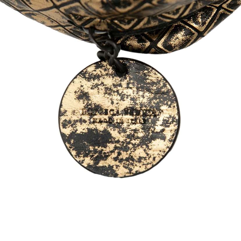 Bottega Veneta Metallic Calfskin Intrecciomirage Chain Flap Crossbody Gold Leather Very good condition - Box View