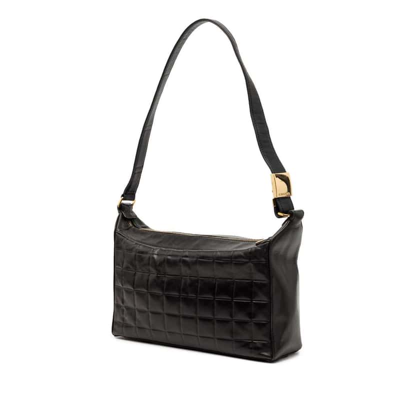 Chanel Medium Lambskin Chocolate Bar Shoulder Bag Black Leather Good condition - Back View