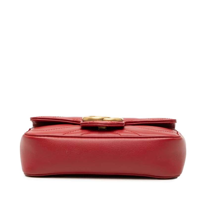 Gucci Mini GG Marmont Matelasse Leather Flap Crossbody Red Leather Very good condition - Inside View