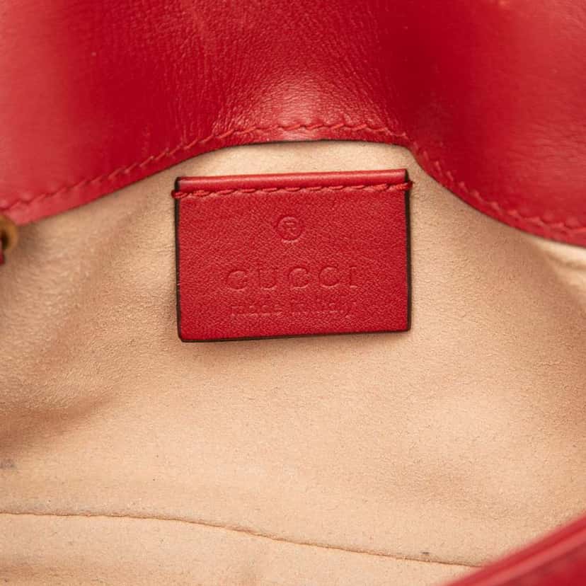 Gucci Mini GG Marmont Matelasse Leather Flap Crossbody Red Leather Very good condition - Box View