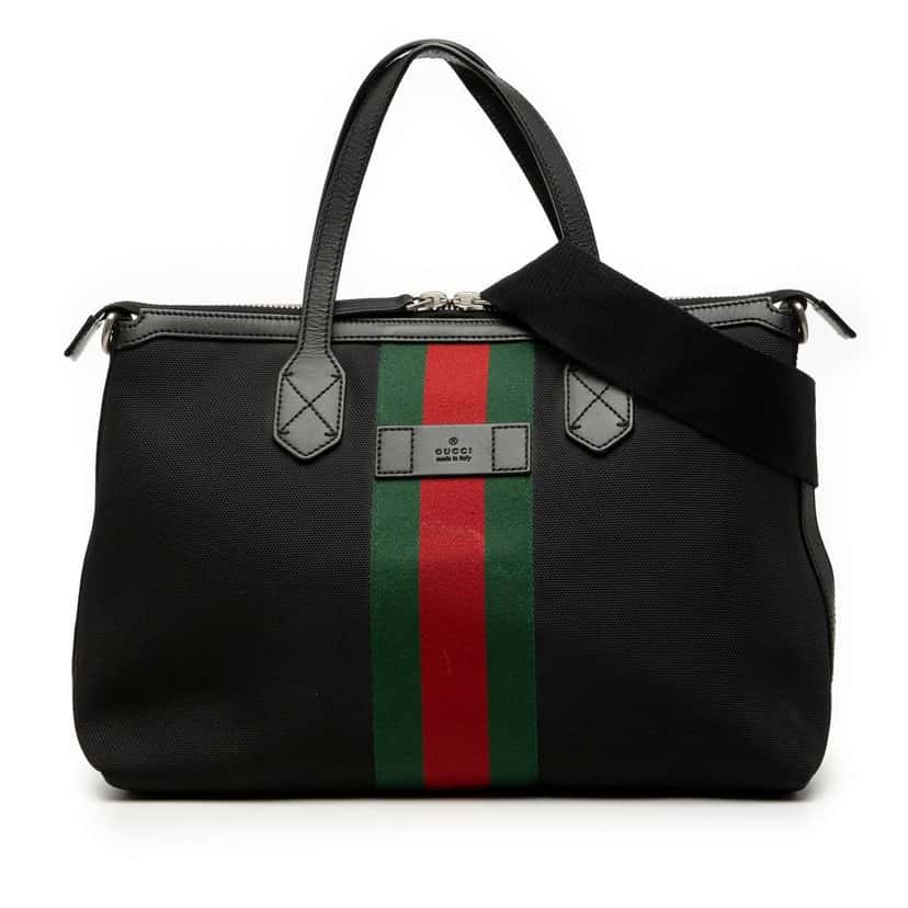Gucci Canvas Techno Web Satchel Black Canvas Very good condition - Front View