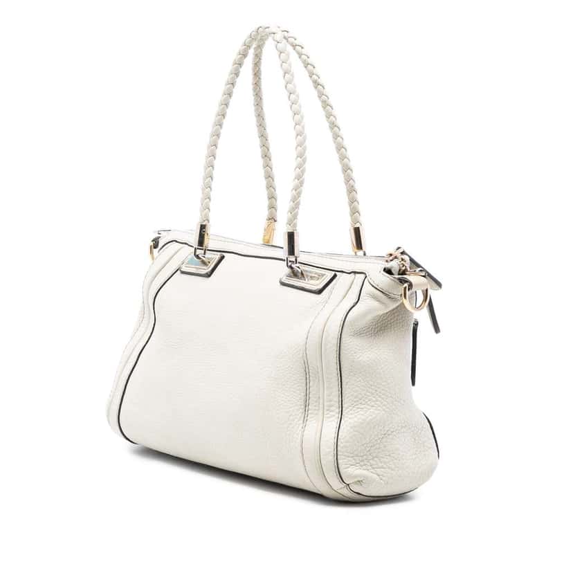 Gucci Pebbled Calfskin Bella Satchel White Leather Very good condition - Back View
