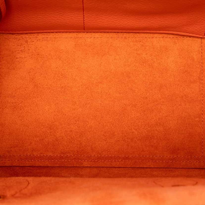 Celine Small Grained Calfskin Tie Knot Handbag Orange Leather Good condition - Model View