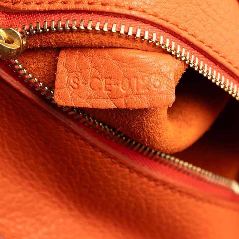 Celine Small Grained Calfskin Tie Knot Handbag Orange Leather Good condition - Box View