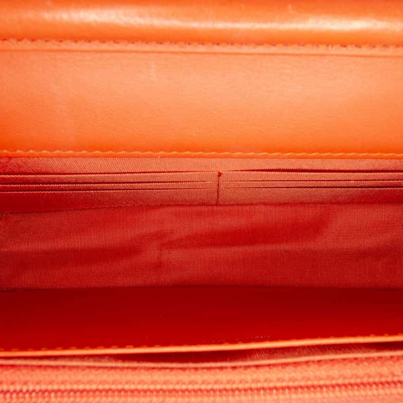 Chanel Quilted Caviar Boy Wallet on Chain Orange Leather Very good condition - Model View