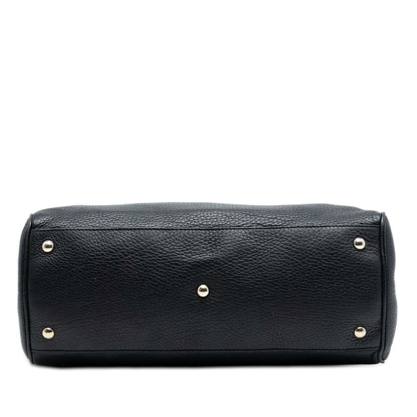 Gucci Medium Calfskin Bamboo Shopper Satchel Black Leather Very good condition - Inside View