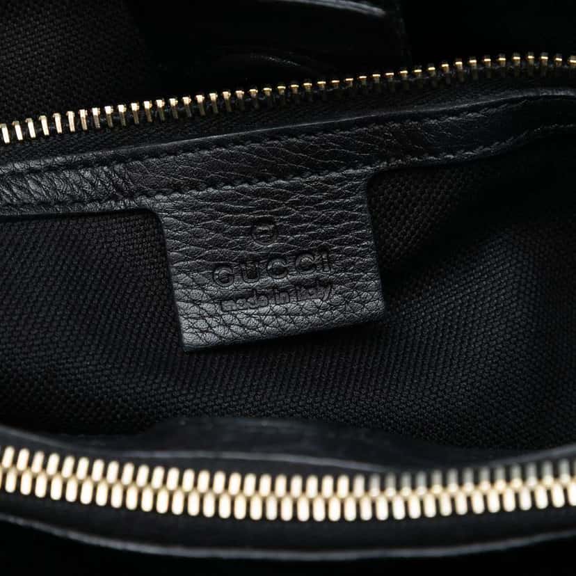 Gucci Medium Calfskin Bamboo Shopper Satchel Black Leather Very good condition - Box View