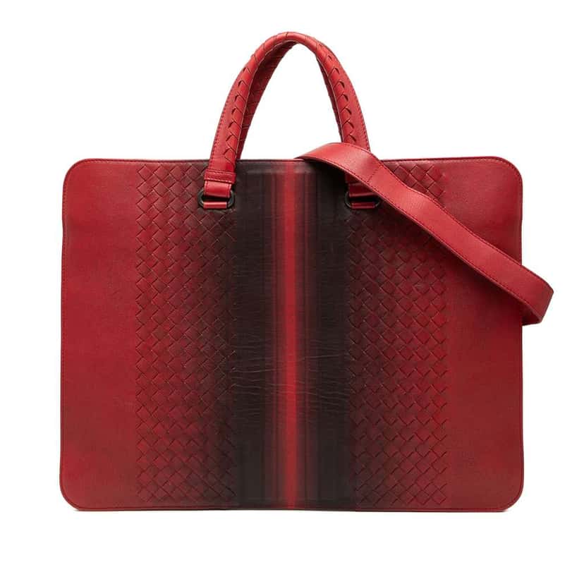 Bottega Veneta Nappa Intrecciato Briefcase Red Leather Very good condition - Front View
