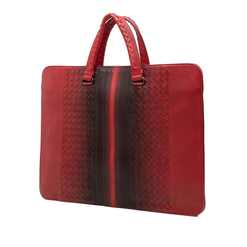 Bottega Veneta Nappa Intrecciato Briefcase Red Leather Very good condition - Back View