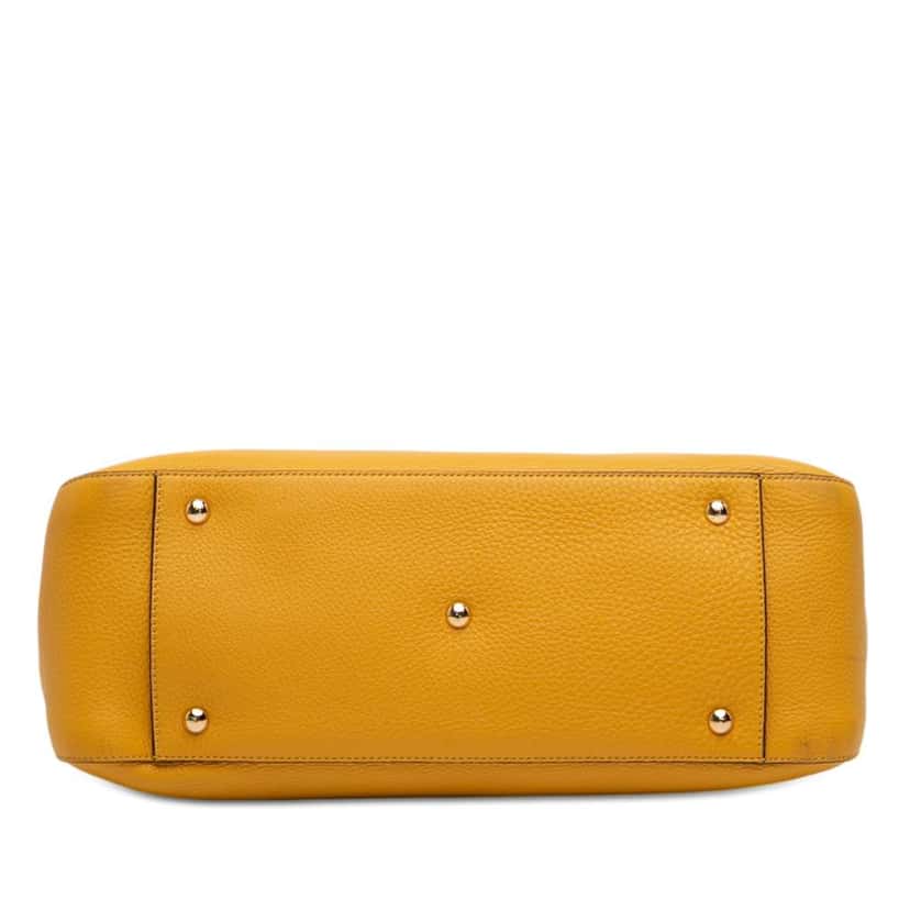 Fendi Medium Leather Selleria FF Tote Yellow Leather Good condition - Inside View