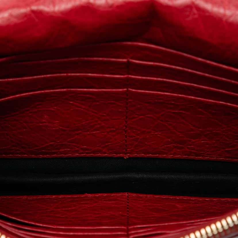 Balenciaga Lambskin Motocross Metallic Edge Wallet on Chain Red Leather Very good condition - Model View