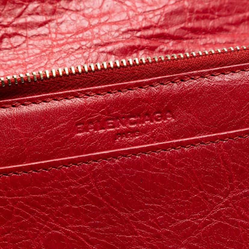 Balenciaga Lambskin Motocross Metallic Edge Wallet on Chain Red Leather Very good condition - Box View