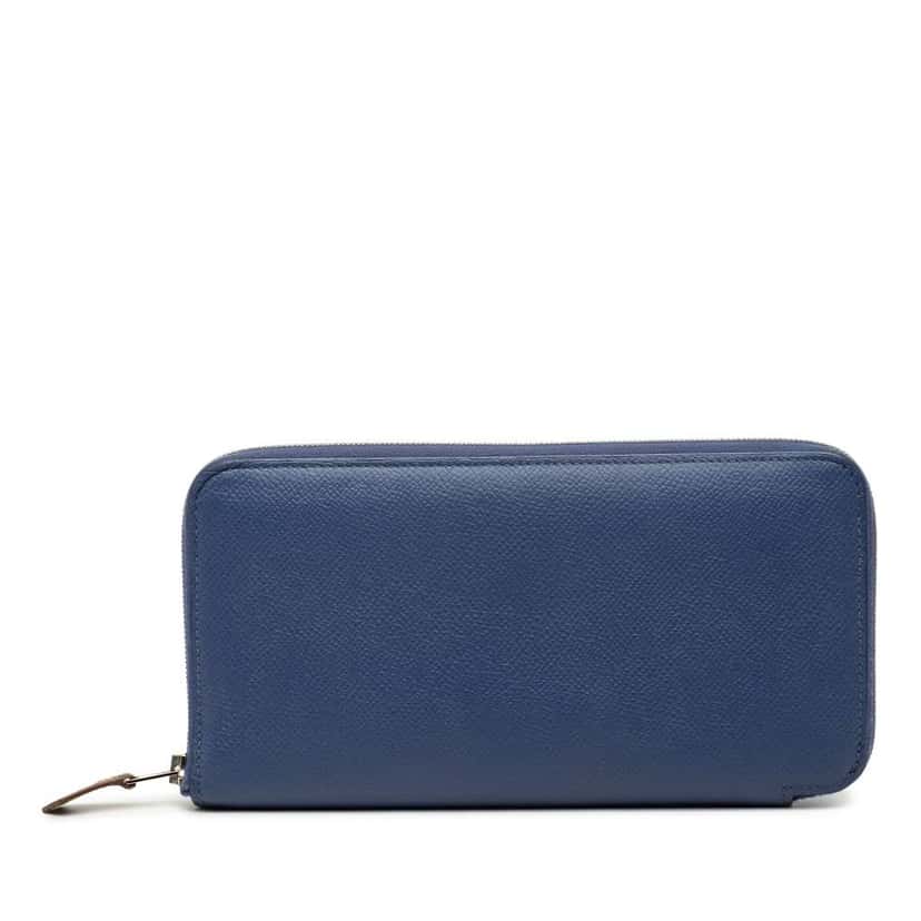 Hermès Epsom Silk In Classique Long Wallet Blue Leather Good condition - Front View