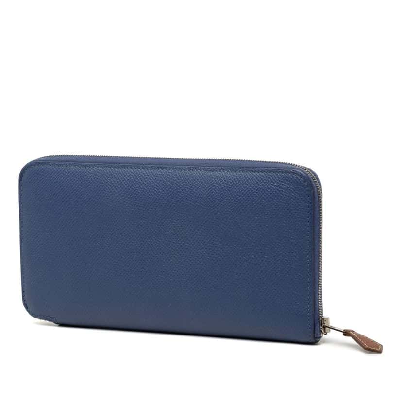 Hermès Epsom Silk In Classique Long Wallet Blue Leather Good condition - Back View