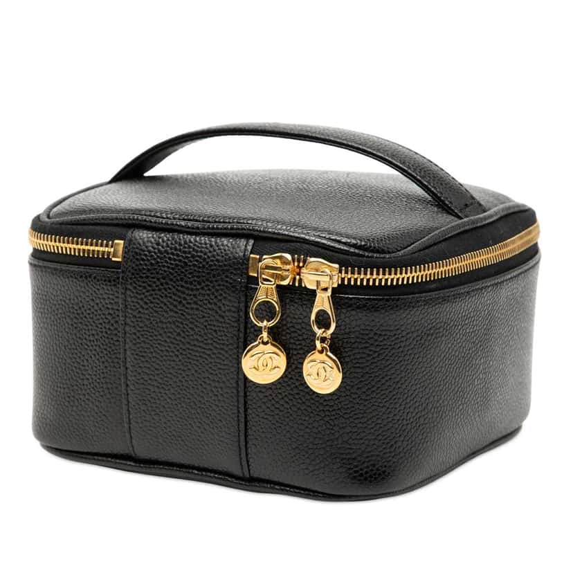 Chanel CC Caviar Vanity Case Black Leather Very good condition - Back View