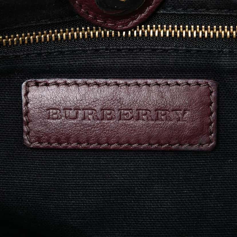 Burberry House Check Canvas and Calfskin Little Crush Crossbody Red Leather Very good condition - Box View