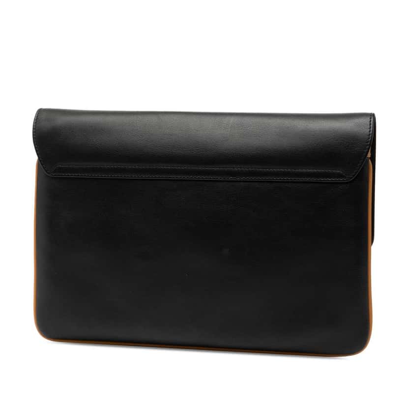 Celine Leather Carriage Clutch Black Leather Very good condition - Back View