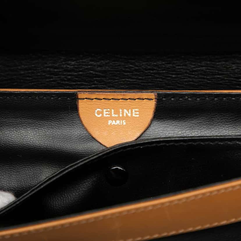 Celine Leather Carriage Clutch Black Leather Very good condition - Box View