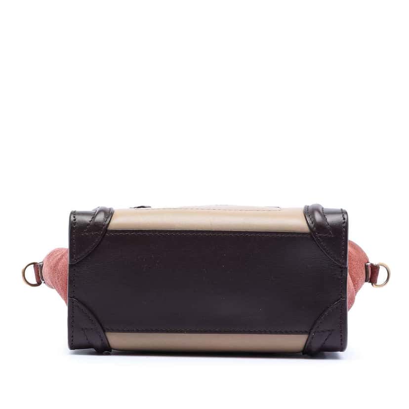 Celine Nano Tricolor Calfskin and Suede Luggage Tote Brown Leather Good condition - Inside View