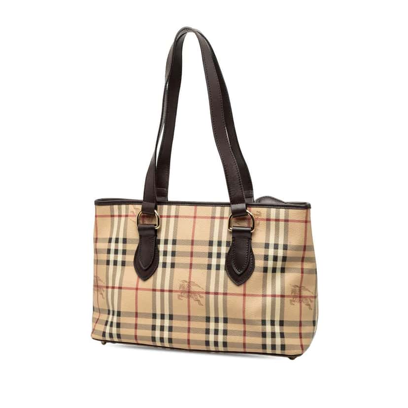 Burberry Haymarket Check Coated Canvas Tote Brown Canvas Good condition - Back View