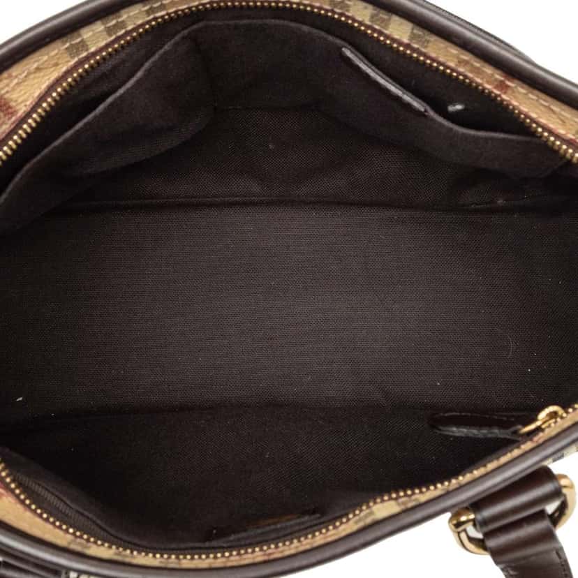 Burberry Haymarket Check Coated Canvas Tote Brown Canvas Good condition - Model View