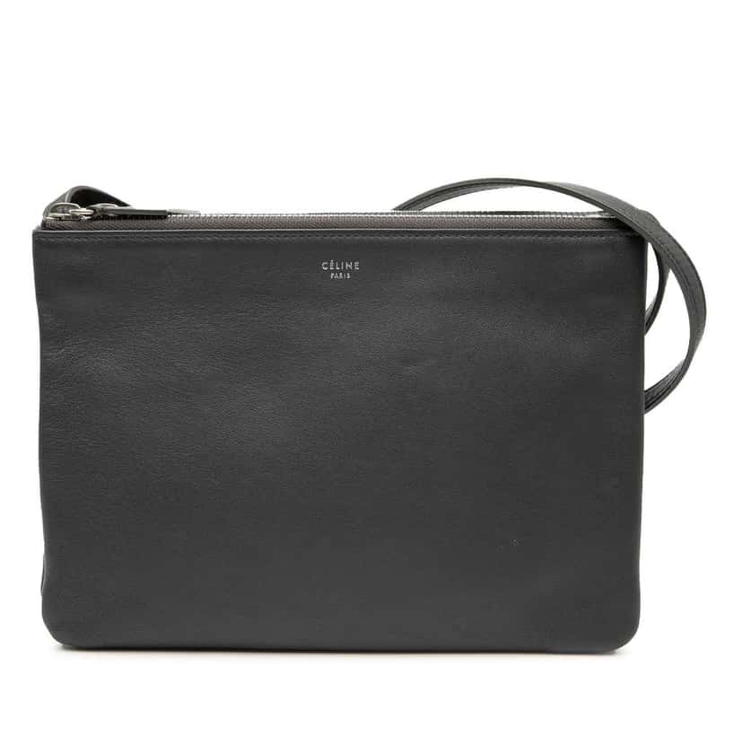 Celine Large Lambskin Trio Crossbody Black Leather Very good condition - Front View
