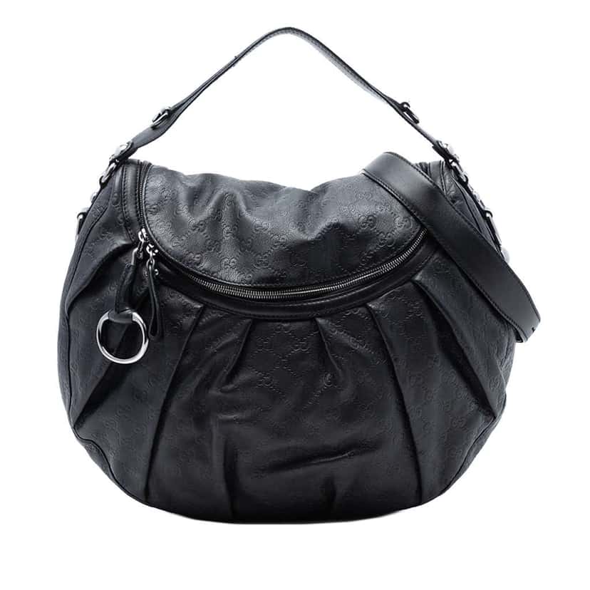 Gucci Guccissima Icon Bit Satchel Black Leather Very good condition - Front View