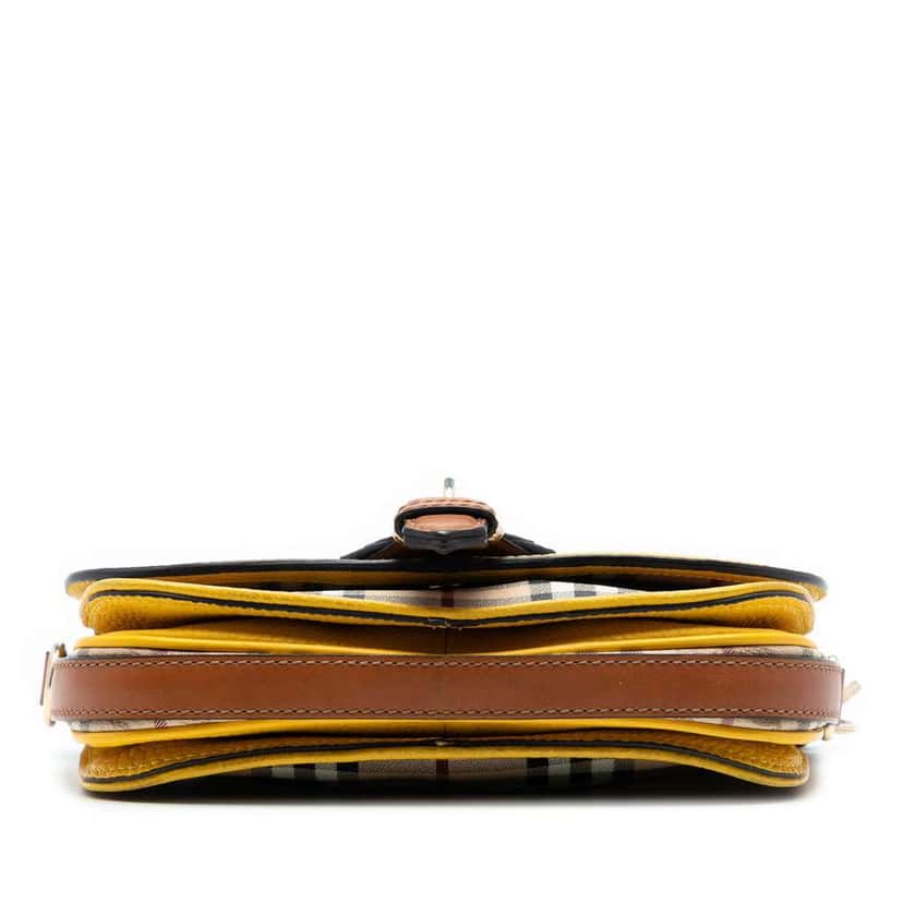 Burberry Haymarket Check Coated Canvas and Leather Buckle Flap Brown Canvas Good condition - Inside View