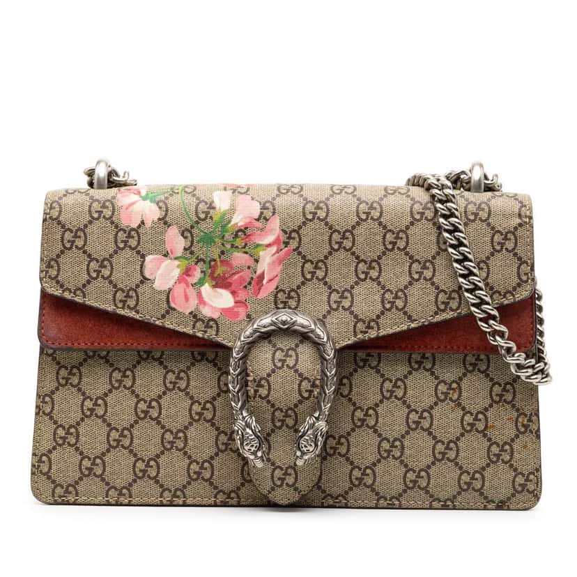 Gucci Small GG Supreme Blooms Dionysus Shoulder Bag Brown Canvas Very good condition - Front View
