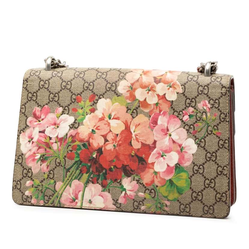 Gucci Small GG Supreme Blooms Dionysus Shoulder Bag Brown Canvas Very good condition - Back View