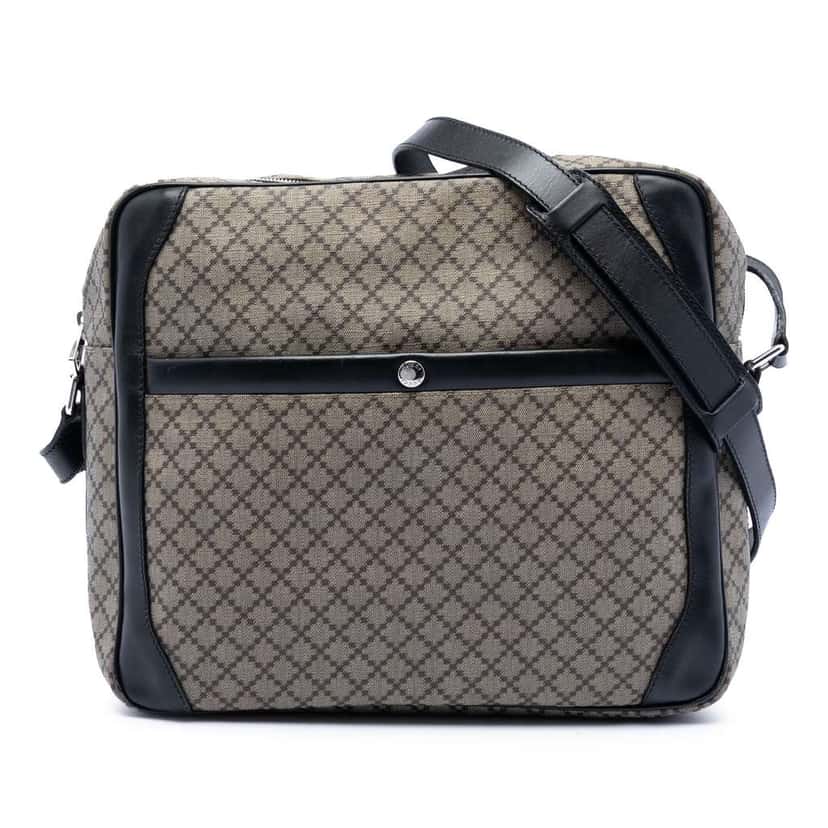 Gucci Diamante Coated Canvas Messenger Bag Brown Canvas Very good condition - Front View