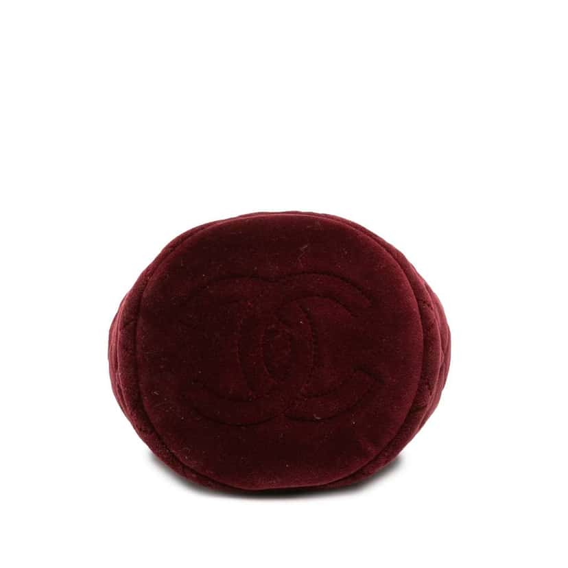 Chanel Mini Velvet Crystal Pearl Crush Bucket Bag Red Velvet Very good condition - Inside View