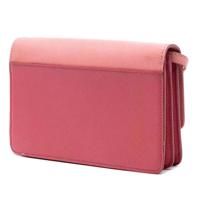 Prada Bicolor Saffiano Lux Wallet On Strap Pink Leather Very good condition - Back View