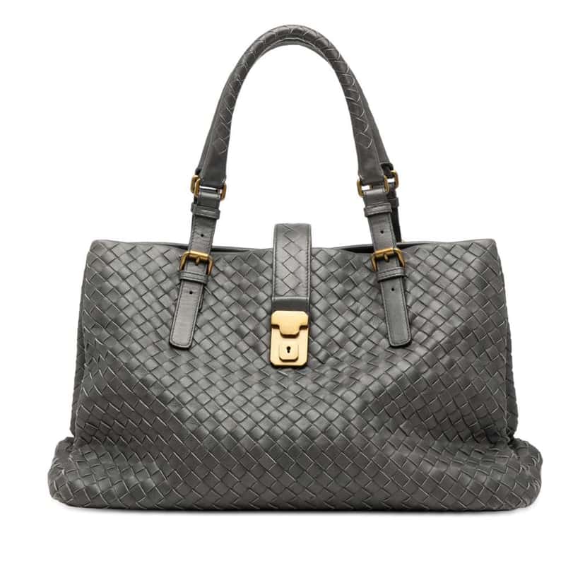 Bottega Veneta Medium Nappa Intrecciato Roma Tote Grey Leather Good condition - Front View