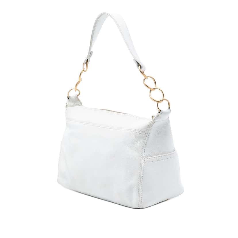 Chanel CC Caviar Chain Shoulder Bag White Leather Very good condition - Back View