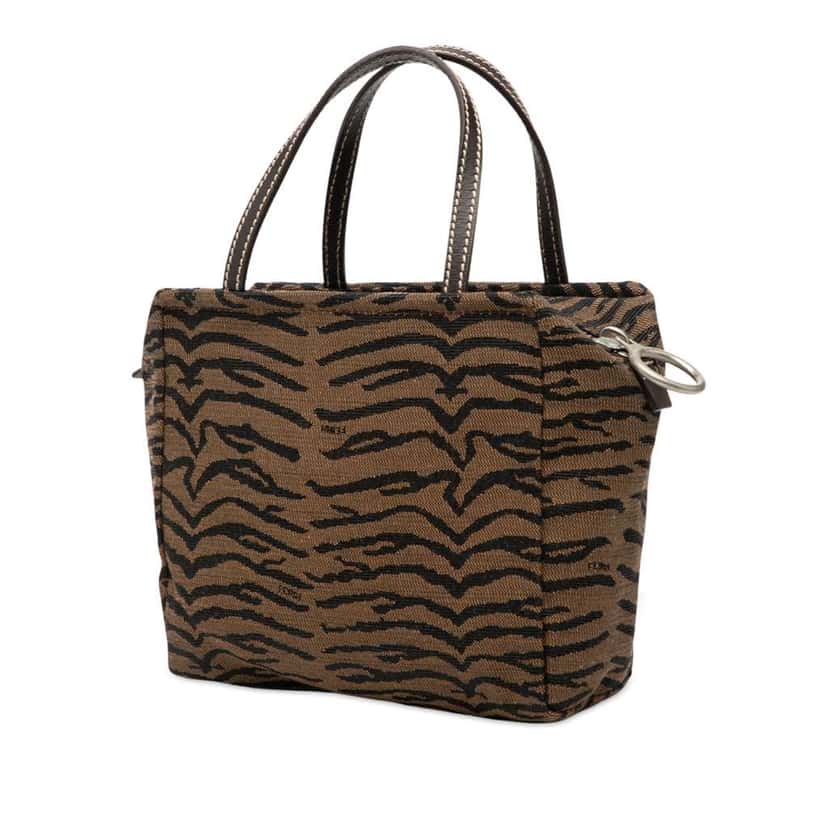 Fendi Canvas Zebra Print Handbag Brown Canvas Very good condition - Back View